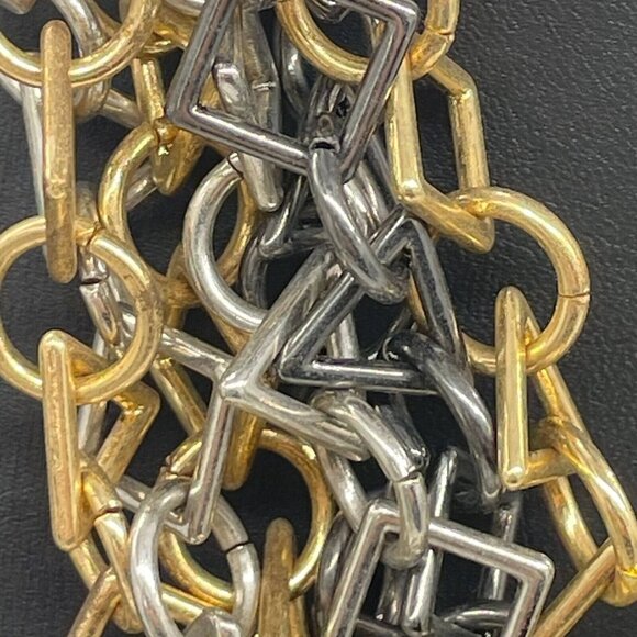 Zara Geometric Limbs Chain Statement Necklace Gold and Silver Tone 19-22 Inches - Picture 4 of 5